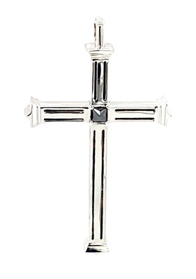 Подвеска Крест из белого золота с чёрным бриллиантом арт. 0603.0324